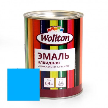 Эмаль алкидная глянцевая Wollton голубая 0,9 кг
