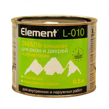 Эмаль для окон и дверей полуматовая Element L-010 белая 0,5 л
