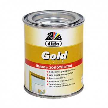Эмаль декоративная глянцевая Dufa Gold золотистая 0,125 л