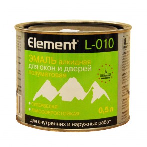 Эмаль для окон и дверей полуматовая Element L-010 белая 0,5 л