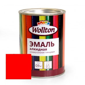 Эмаль алкидная глянцевая Wollton красная 0,9 кг